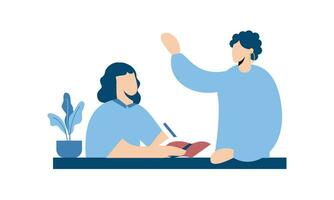 Office worker having discussion with colleague illustration vector