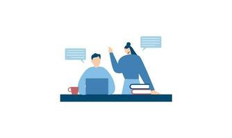 Office worker having discussion with colleague illustration vector