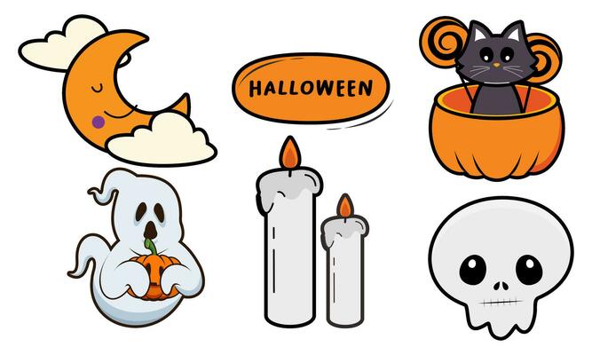 Cartoon halloween design elements vector