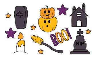 Cartoon halloween design elements vector