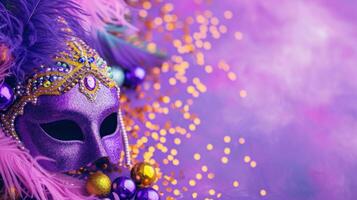 AI generated beautuful Mardi Gras Carnival background with copy space photo