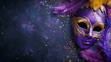 AI generated beautuful Mardi Gras Carnival background with copy space photo