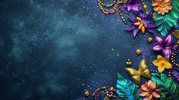 AI generated beautuful Mardi Gras Carnival background with copy space photo