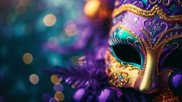 AI generated beautuful Mardi Gras Carnival background with copy space photo