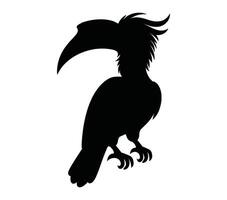 African gray hornbill silhouette icon. Vector image.