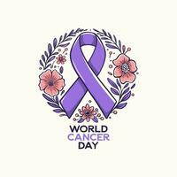 Vector illustration retro vintage hand drawn for world cancer day 3