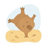 Cute capybara having fun on the beach vector