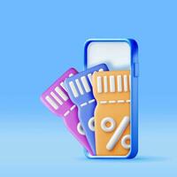 3d Coupon with Percent Symbol and Smartphone vector