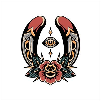 horseshoe tattoo illustration vector design