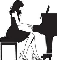 Woman Play Piano Illustration. vector