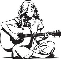 Female Guitarist Player Illustration. vector