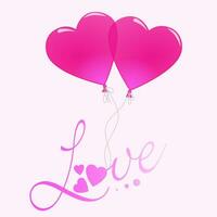 Love Typography With Two Pink Flying Hearts vector