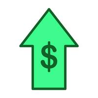 verde flecha arriba con dólar símbolo vector