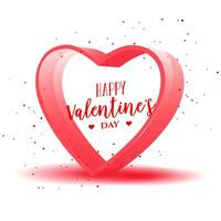 Happy Valentines Day Typography With 3d Heart Frame And Falling Confetti Dots vector