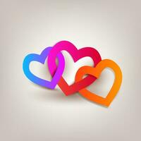 Three Interconnected Colorful Gradient Hearts vector