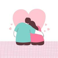 Back View of Valentine's Day Couple Sitting Together vector