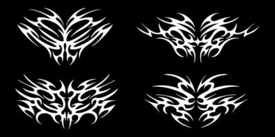 Set of elements in the neotribal style. Abstract ethnic shapes in gothic style. Cyber sigilism for streetwear, merch, t shirt. Vector illustration