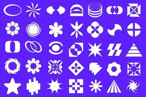 Y2k retro futuristic elements for design. Collection of abstract graphic geometric symbols. Templates for streetwear. Vector illustration