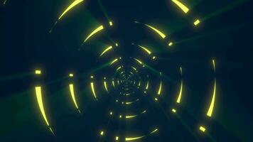 Green energy digital circles tunnel frame made of lines and dots futuristic magical glowing bright. Abstract background. Video in high quality 4k, motion design