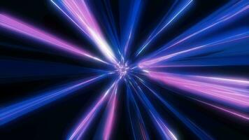 Energy hyper tunnel purple background with neon lights and stripes video