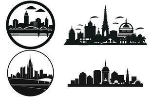 Dhaka city skyline silhouette background,Silhouette city of Dhaka vector