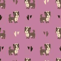 Yorkshire terrier dog and hearts seamless pattern vector