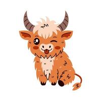 Funny Highland Cattle Cow vector