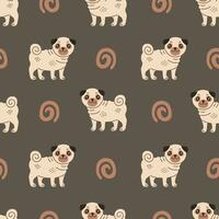 Pug dog seamless pattern vector