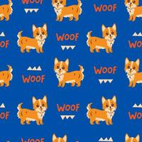 Funny dog seamless pattern with text vector