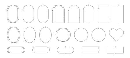 estético marcos paquete de y2k elementos. minimalista lineal plantillas para carteles, publicaciones y cuentos. fronteras para social redes aislado vector ilustración en blanco antecedentes.