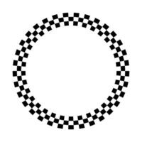 Circle chess frame. Round pattern border black and white. Ornament for photo, winner and racing. Vector isolated element on white background.