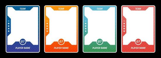 Sports trading card templates. A collection of player frames for sports, online games and business events. A pack of borders applicable in football, basketball and hockey. Vector templates.