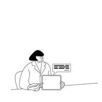 illustration of a doctor doing a presentation, monochrome line style vector