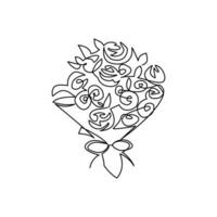 Flowers drawn in line art style vector