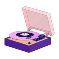 Vinyl player 2D linear cartoon object. Audio audiophile. Retro record player isolated line vector element white background. Turntable phonograph. Nostalgia music color flat spot illustration