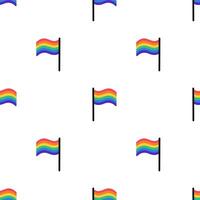 Seamless Pattern with Rainbow colored flag. LGBT flag in doodle style. LGBTQ, LGBT pride community Symbol. LGBT concept texture. Vector illustration isolated on white background.