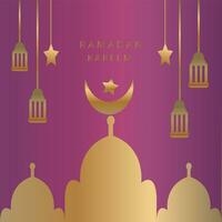 Ramadán kareem celebracion bandera modelo vector. eid Mubarak diseño vector con un linterna, luna, y estrella en lujo antecedentes. Ramadán diseño elemento. saludo tarjeta diseño para musulmanes vacaciones.