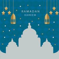 Ramadan Kareem celebration Banner Template vector. Eid Mubarak design vector with a lantern, moon, and star in luxury background. Ramadan design element. Greeting Card design for Muslims Holidays.