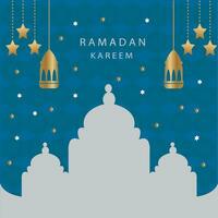 Ramadan Kareem celebration Banner Template vector. Eid Mubarak design vector with a lantern, moon, and star in luxury background. Ramadan design element. Greeting Card design for Muslims Holidays.