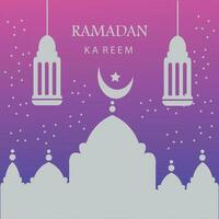 Ramadan Kareem celebration Banner Template vector. Eid Mubarak design vector with a lantern, moon, and star in luxury background. Ramadan design element. Greeting Card design for Muslims Holidays.