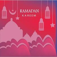 Ramadan Kareem celebration Banner Template vector. Eid Mubarak design vector with a lantern, moon, and star in luxury background. Ramadan design element. Greeting Card design for Muslims Holidays.