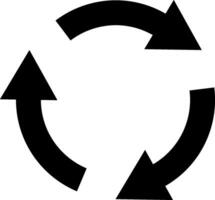 Triple circular arrow, continuous loop emblem or recycling symbol, vector icon.