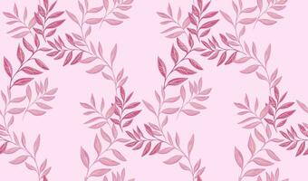 Leaves stems intertwined seamless pattern. Abstract, artistic, tropical,  pink pastel  leaf branches print.  Vector hand drawing. Template for textile, fashion, surface design, fabric, wallpaper