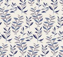 Seamless, creative, stylized stem leaves pattern on a light background. Vector hand drawn sketch. Modern, blue leaf branches print. Template for design, textile, fashion, fabric, wallpaper
