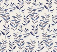 Seamless, creative, stylized stem leaves pattern on a light background. Vector hand drawn sketch. Modern, blue leaf branches print. Template for design, textile, fashion, fabric, wallpaper