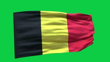 Belgium Flag 3d render waving animation motion graphic isolated on green screen background video