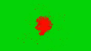 Red liquid color splash effect, blood splatter effect animation isolated on green screen background video