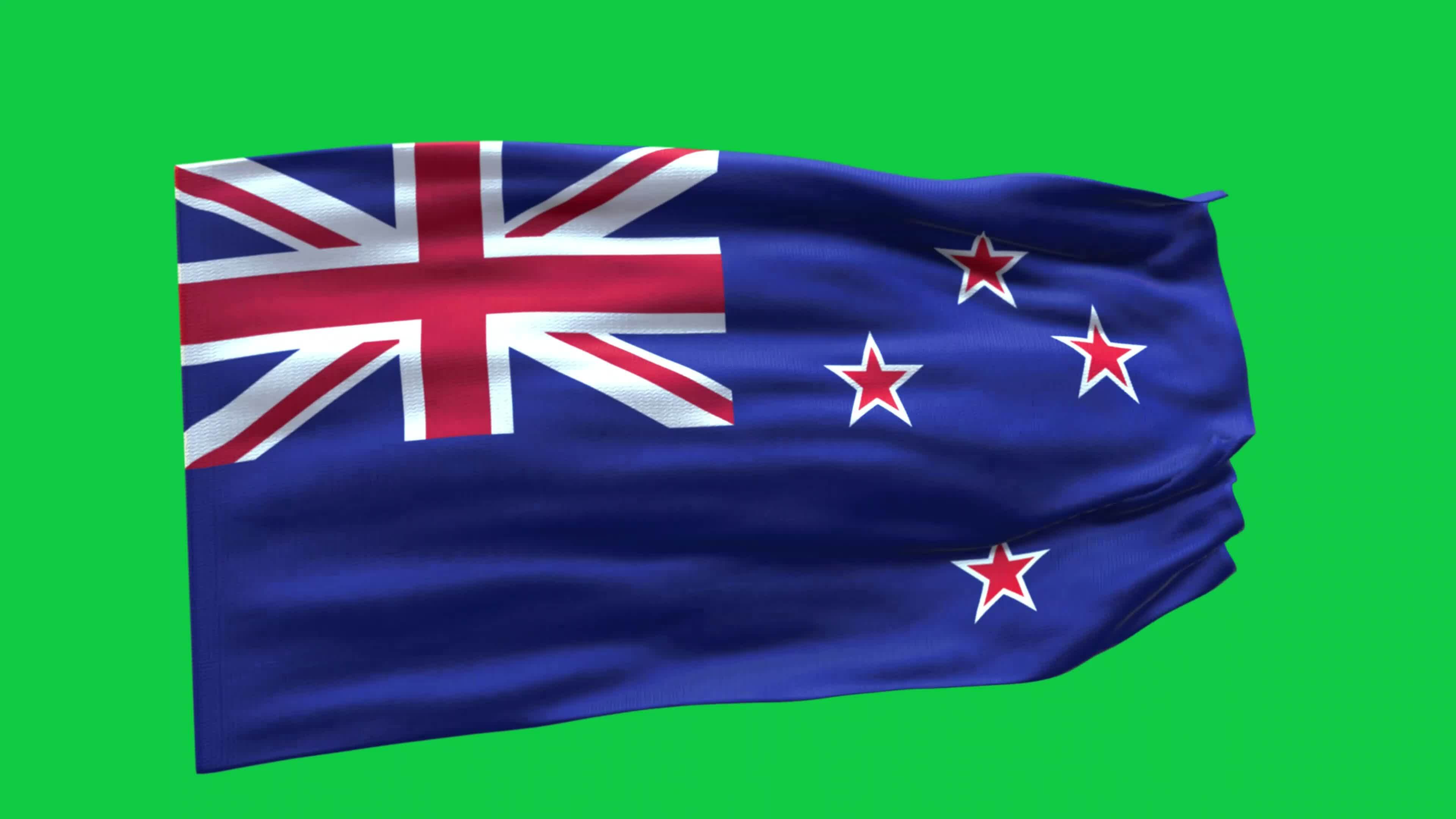 New Zealand Flag 3d render waving animation motion graphic isolated on