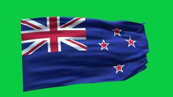 New Zealand Flag 3d render waving animation motion graphic isolated on green screen background video