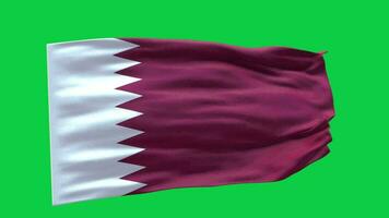 Katar bandera 3d hacer ondulación animación movimiento gráfico aislado en verde pantalla antecedentes video